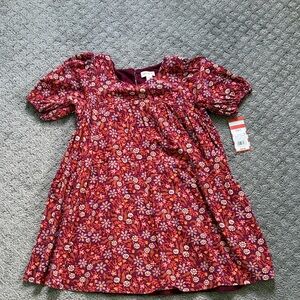 Cat & Jack Burgundy Floral Short-Sleeve Dress